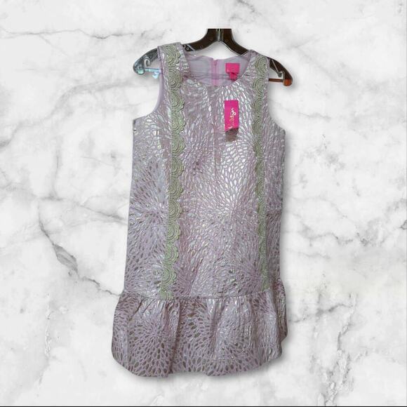 Lilly Pulitzer girl's Thalia Dress in Prosecco Pink Lagoon Jacquard NWT size 16 - Picture 3 of 12